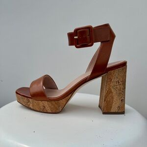 Naturalizer 27 Edit Jaselle Platform Sandal - Brown Leather - Size 9.5 M